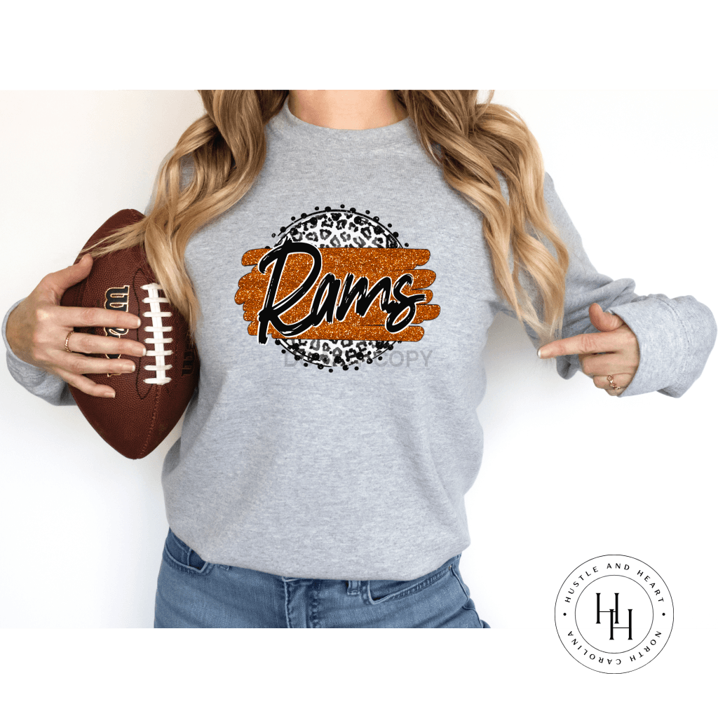 Rams Orange W Grey Leopard Graphic Tee Shirt