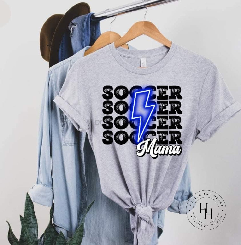 Soccer Mama Blue Neon Lightning Bolt Graphic Tee