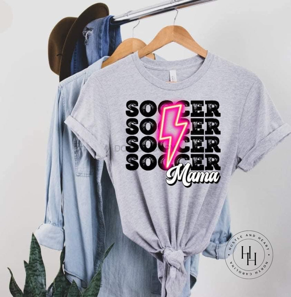 Soccer Mama Pink Neon Lightning Bolt Graphic Tee