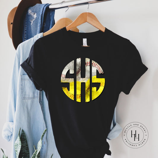 Softball Baseball Monogram Graphic Tee