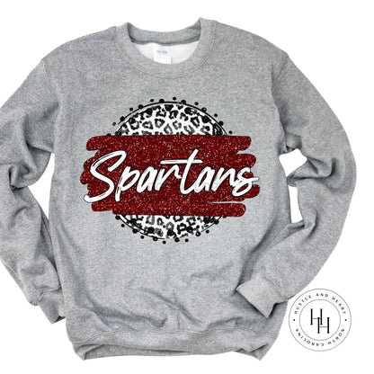 Spartans Marron Grey Leopard Graphic Tee Shirt