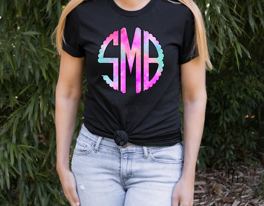 Spring Swirl Monogram Graphic Tee Shirt