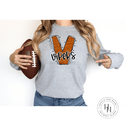 Vipers Orange Glitter Varsity Doodle Graphic Tee Unisex Tee