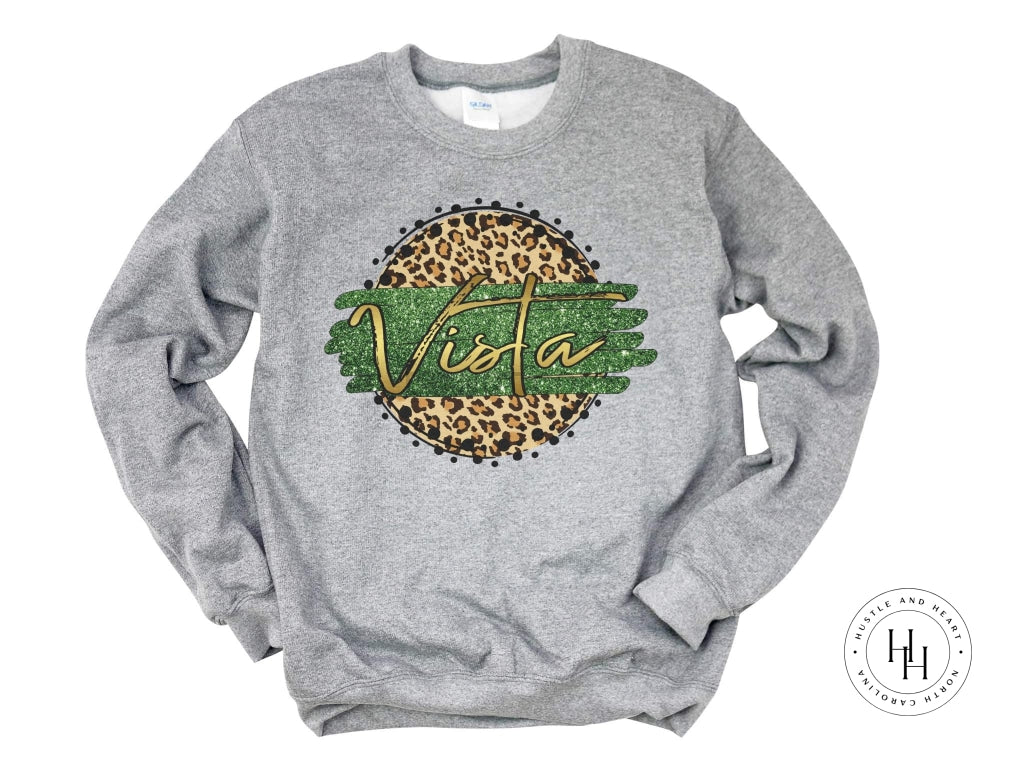 Vista Green Green/gold With Black Outline Graphic Tee Tan Leopard Graphic Tee Shirt